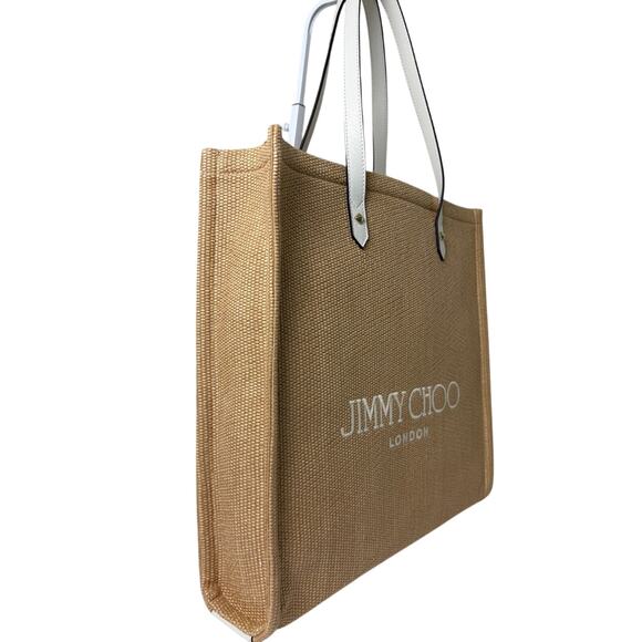 Jimmy Choo Beige Tote with White leather Handles - Picture 3 of 6